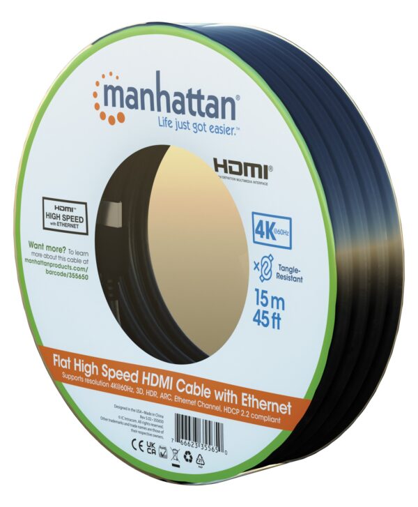 Cavo HDMI High Speed With Ethernet Piatto 15m nero - immagine 2