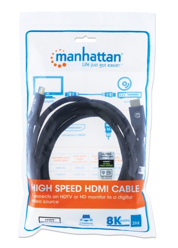 Cavo HDMI con Ethernet ad Altissima Velocità Certificato 8K@60Hz eARC 3 metri - immagine 2