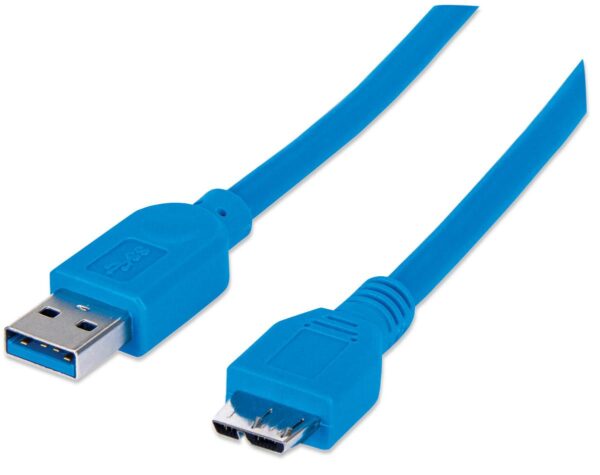 Cavo USB 3.0 SuperSpeed A/Micro B M/M 1 m Blu in Blister - immagine 2