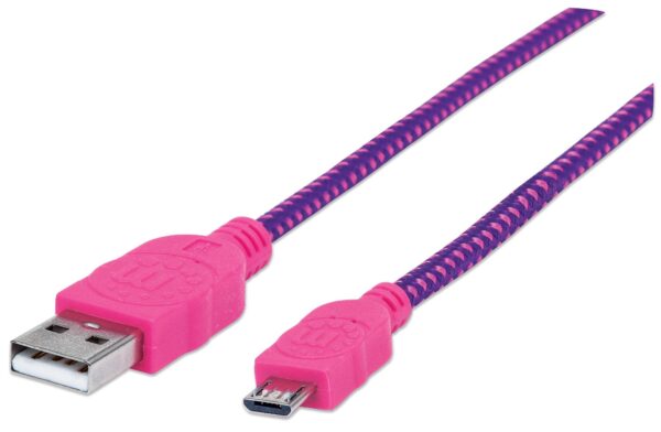 Cavo Micro USB Guaina Intrecciata USB2.0 A M/MicroB M Viola Blister - immagine 2