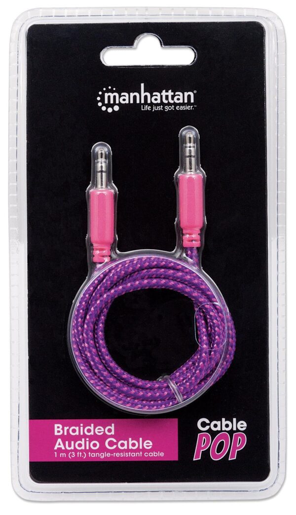 Cavo Audio con Guaina Intrecciata 1m Viola/Fucsia con Blister - immagine 2