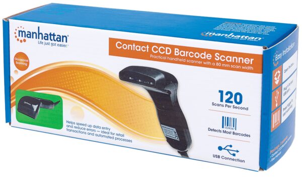 Lettore di Codici a Barre CCD 80mm USB Retail Box Nero - immagine 2