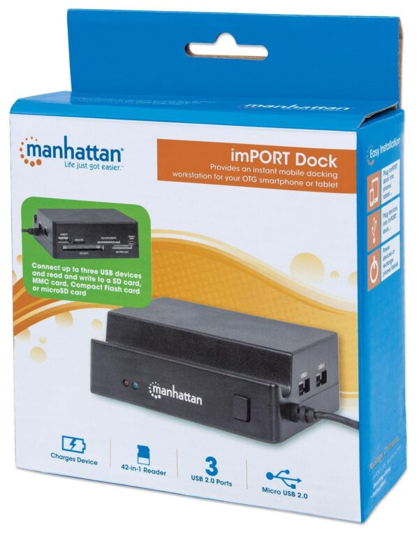 Docking Station 3 Porte USB Ricarica Smartphone e Tablet OTG Nero - immagine 2