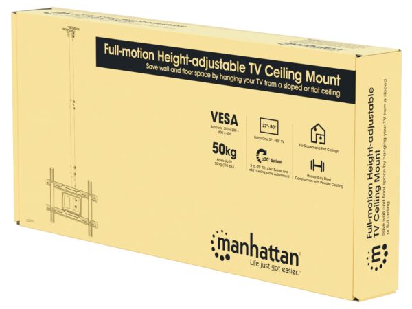 Supporto da Soffitto TV 37''-80'' Full-Motion Altezza Regolabile - immagine 2