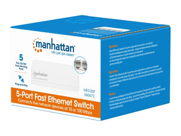 Switch Hub Office 10/100 Mbps Fast Ethernet 5 Porte - immagine 2