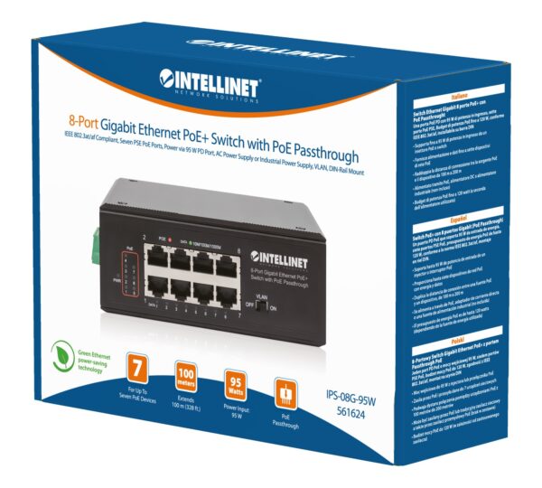 Switch Ethernet Gigabit 8 porte PoE+ con PoE Passante - immagine 2