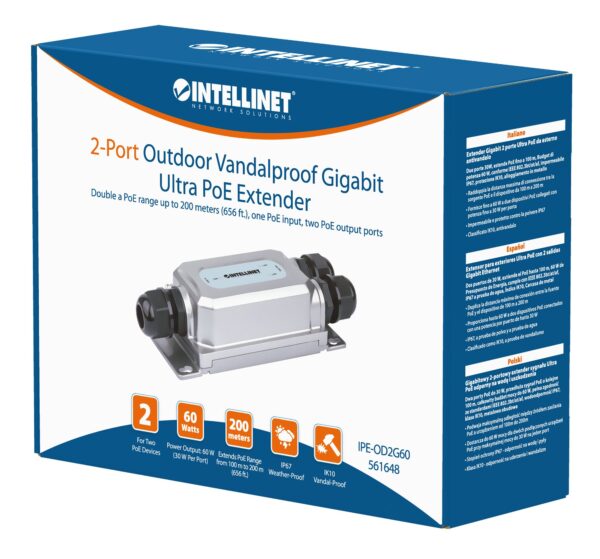 Extender Gigabit 2 porte Ultra PoE per Esterno Antivandalo - immagine 2