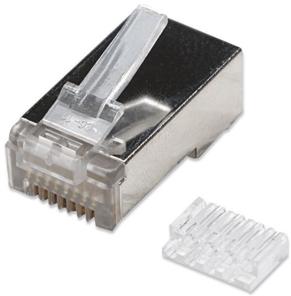 Plug Modulari RJ45 Cat6 con Slitta per Cavo Flessibile STP - immagine 2