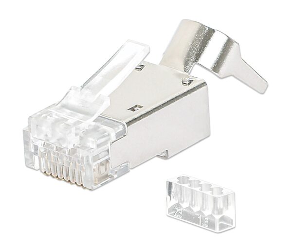 Confezione 50 Plug RJ45 STP per Cavo Rigido Flessibile Cat.6A STP - immagine 2
