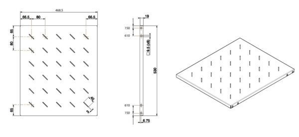 Mensola per rack 19'' 530 mm Nera 4 punti - immagine 2