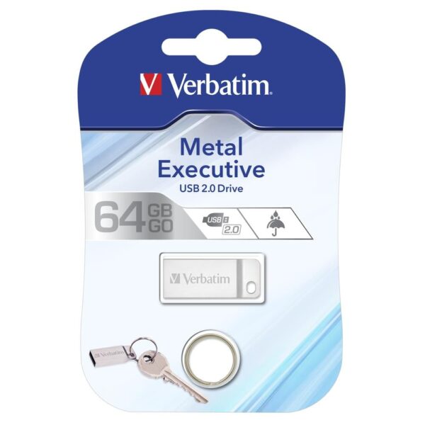 Mini Memoria USB Verbatim con Portachiavi 64GB Silver - immagine 2