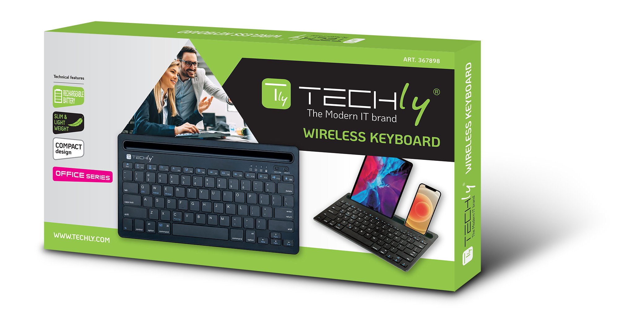 Mini Tastiera Wireless 78 Tasti a 2 Canali con Tasti di Scelta Rapida e Stand per Tablet - immagine 2