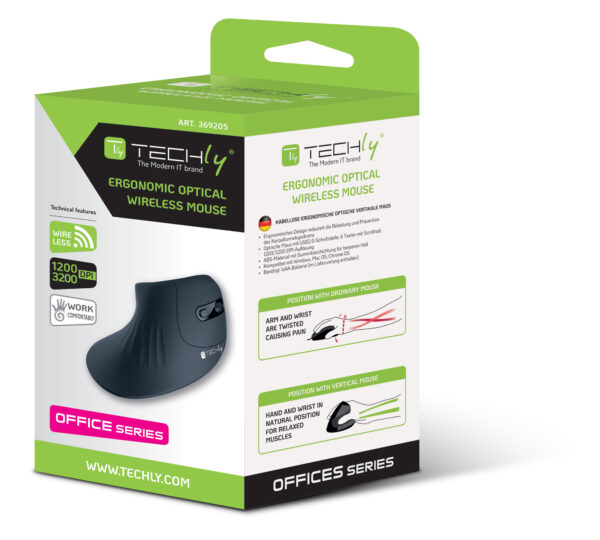 Mouse Verticale Ottico 3200dpi Ergonomico Wireless - immagine 2
