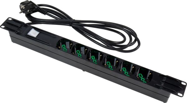 Multipresa 6 Posti da Rack 19'' Cavo 3 metri Spina Schuko Angolata 1U - immagine 2