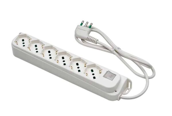 Multipresa 6 Posti Schuko con Interruttore e Cavo 1,5m Bianco - immagine 2