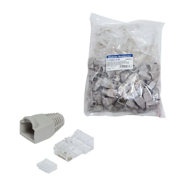 Plug Cat.6 RJ45 e Copriconnettore per Cavo Non Schermato 100pz Grigio - immagine 2