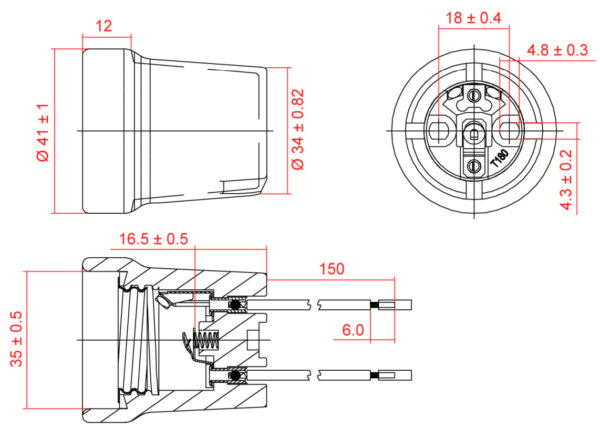 Portalampada E27 in Ceramica con Doppio Cavo - immagine 2