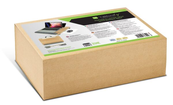 Scrivania Portatile per Laptop Supporto Bambù con Base Imbottita e Stand per Tablet - immagine 2