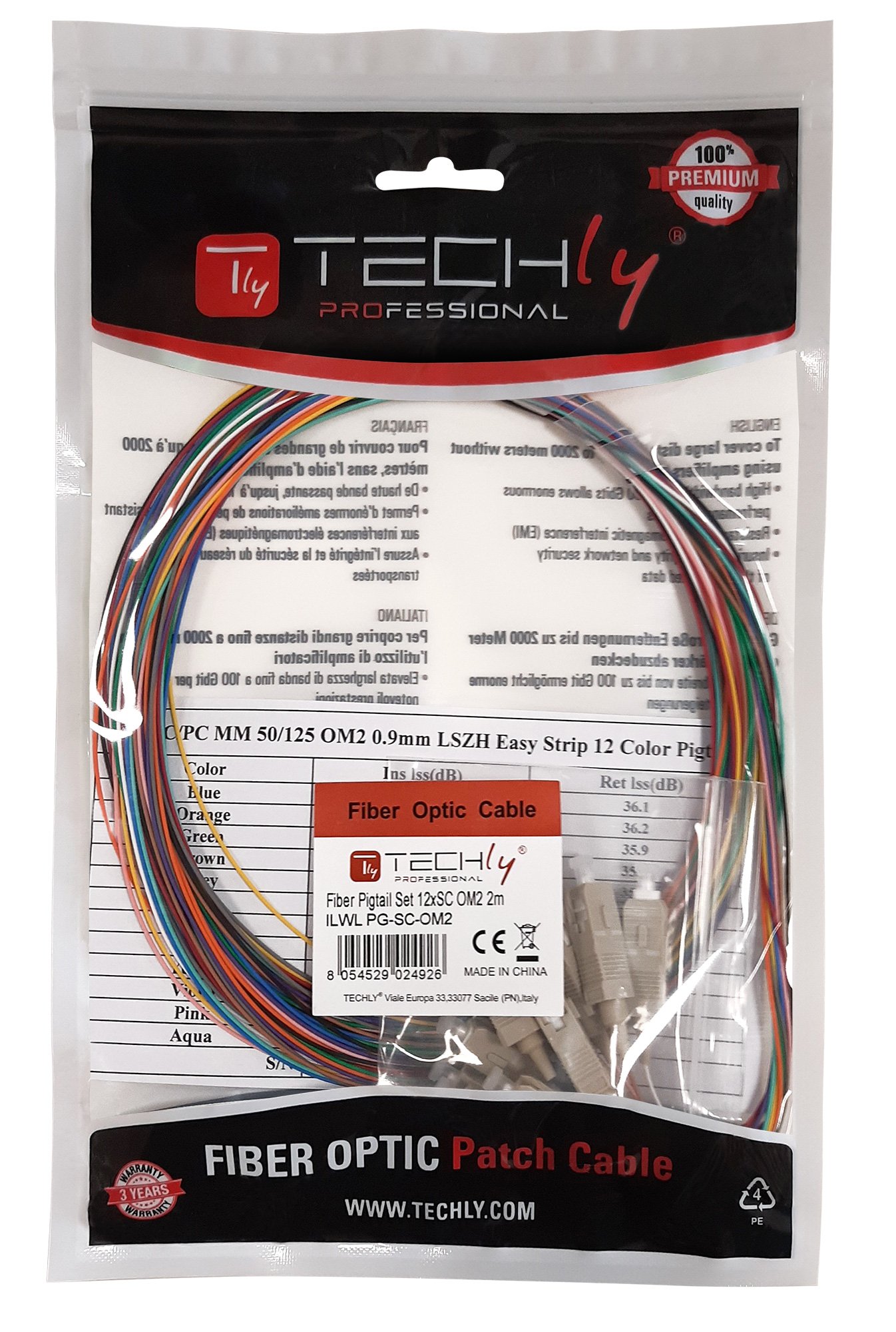 Set 12 Pigtail Fibra Ottica Multimodale OM3 SC 50/125 2 m - immagine 3