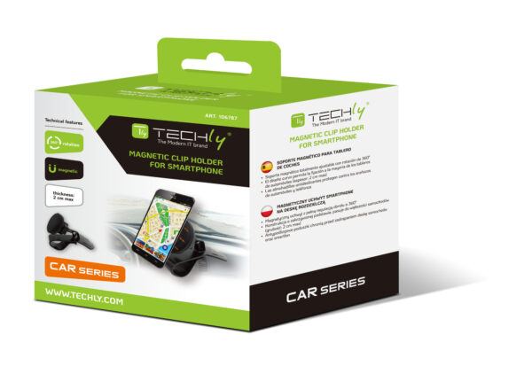Supporto magnetico a clip, per cruscotto auto, per Smartphone - immagine 2