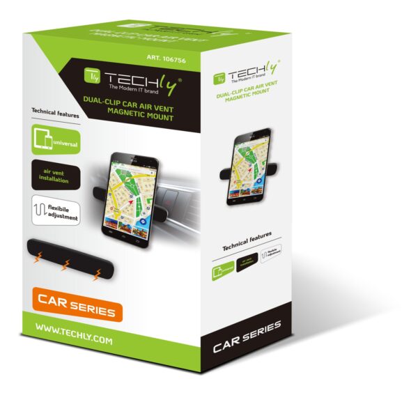 Supporto Magnetico da Auto per Smartphone con Doppia Clip - immagine 2