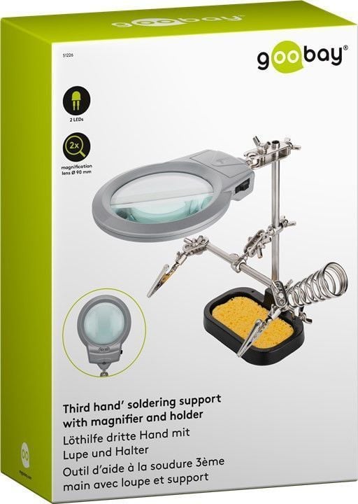 Supporto Saldatura a Tre Bracci con Lente LED e Spugna - immagine 2