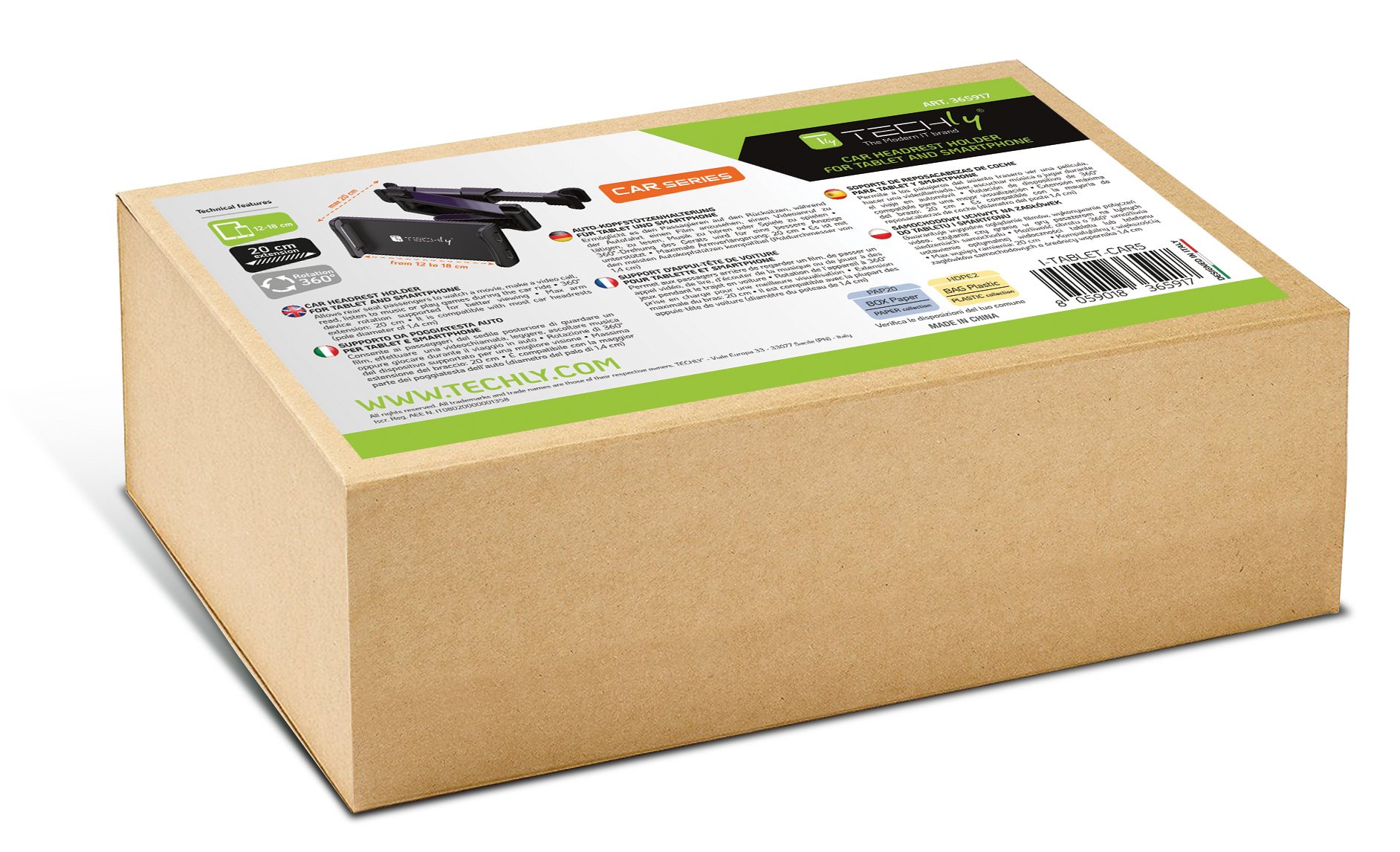 Supporto Tablet Smartphone Estensibile per Poggiatesta auto Rotazione 360° - immagine 2