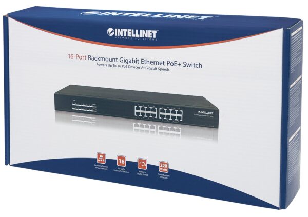 Switch Gigabit 16 Porte Ethernet PoE+ Nero - immagine 2