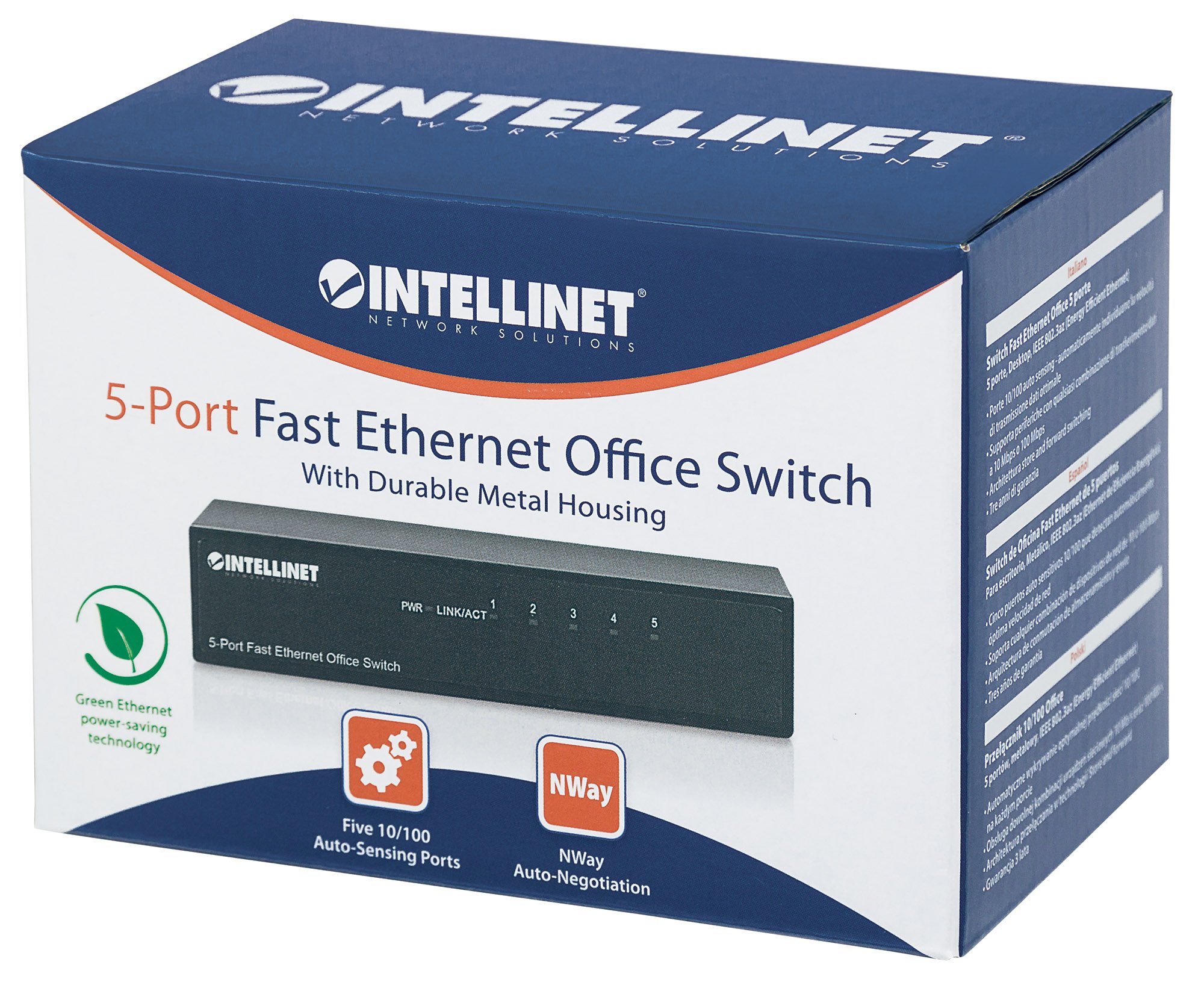 Switch Hub ethernet 10/100Mbps 5 porte desktop in metallo - immagine 2