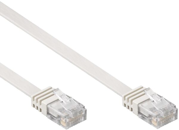 Cavo di Rete Patch Piatto in Rame Cat.6 UTP 1m Bianco - immagine 2