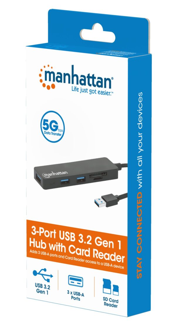 Hub USB 3.2 Gen 1 a 3 porte USB-A con Lettore Schede - immagine 2