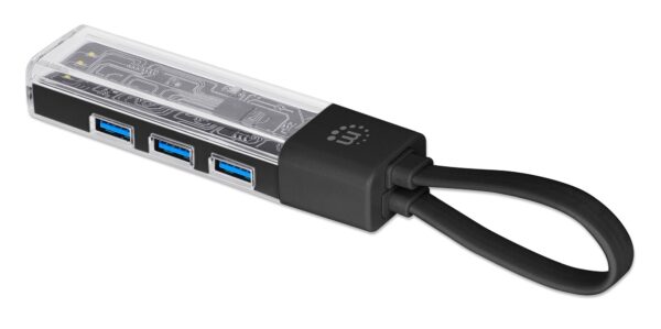 Hub Combo USB 3.0 USB-C™ e USB-A 4 Porte Nero Trasparente - immagine 3