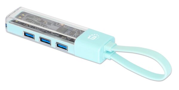 Hub Combo USB 3.0 USB-C™ e USB-A 4 Porte Verde Trasparente - immagine 3