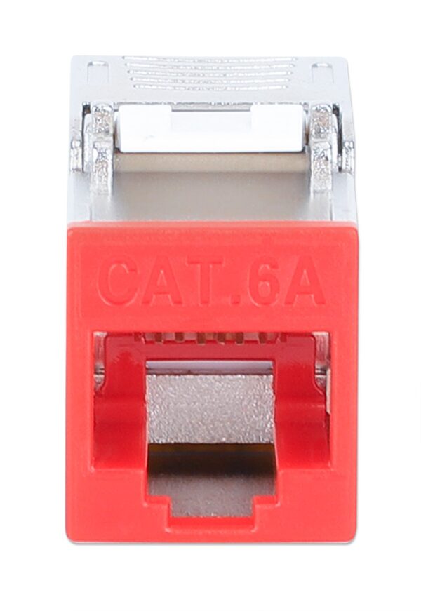 Frutto Keystone RJ45 Cat.6A 10G Slim STP Toolless Rosso - immagine 3