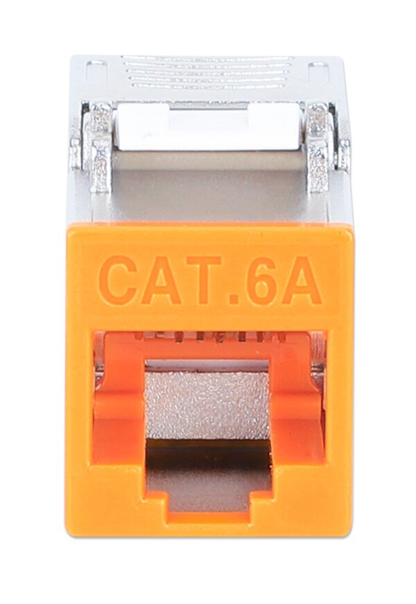Frutto Keystone RJ45 Cat.6A 10G Slim STP Toolless Arancione - immagine 3