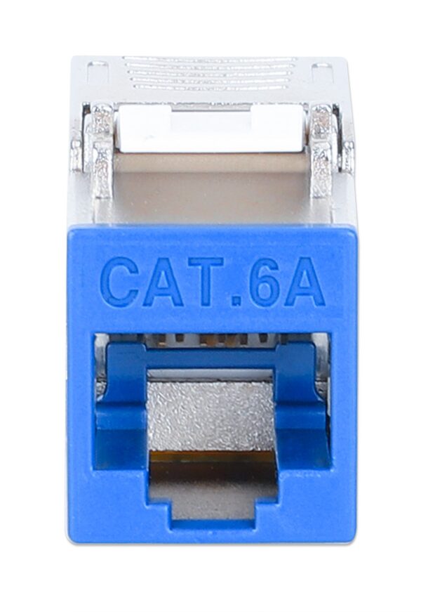 Frutto Keystone RJ45 Cat.6A 10G Slim STP Toolless Blu - immagine 3