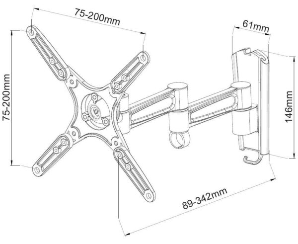 Supporto a Muro per TV LED LCD 13 - 37'' Inclinabile 3 Snodi Nero - immagine 7