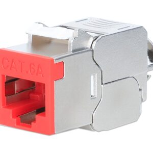 Frutto Keystone RJ45 Cat.6A 10G Slim STP Toolless Rosso