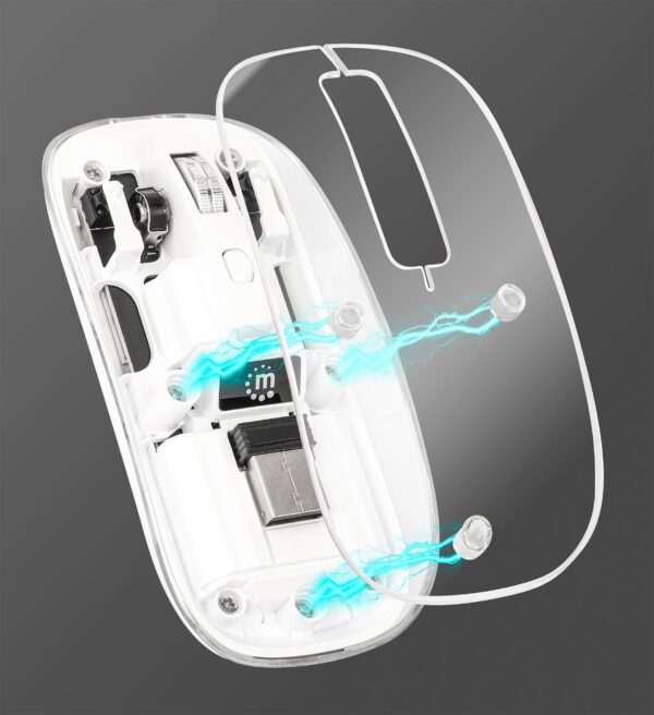 Mouse Ottico Wireless 800-1600 dpi con Micro Ricevitore USB Bianco Trasparente - immagine 3
