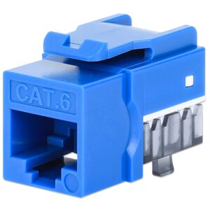 Frutto Keystone Slim Cat.6 per Cavo Rigido con Supporto Punch-Down 25 pz Blu