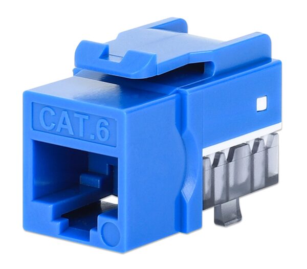 Frutto Keystone Slim Cat.6 per Cavo Rigido con Supporto Punch-Down 25 pz Blu