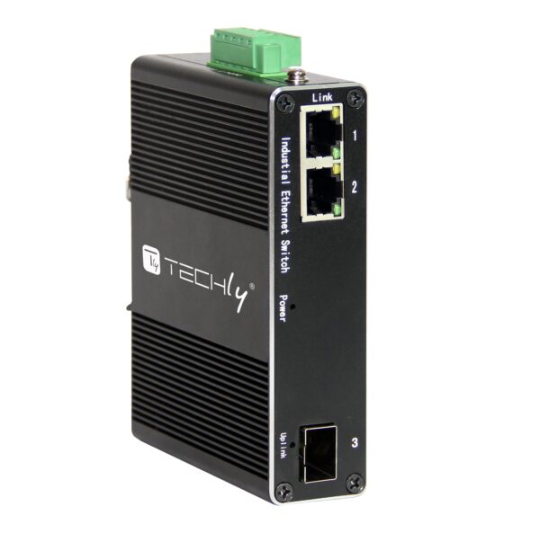 Convertitore Ethernet Industriale Gigabit 2 porte RJ45 a 1 porta SFP Non Gestito