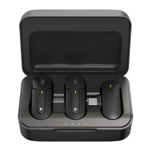 Set 2 Mini Microfoni Lavalier Wireless con Ricevitore USB-C™ e Custodia di Ricarica, IKORO