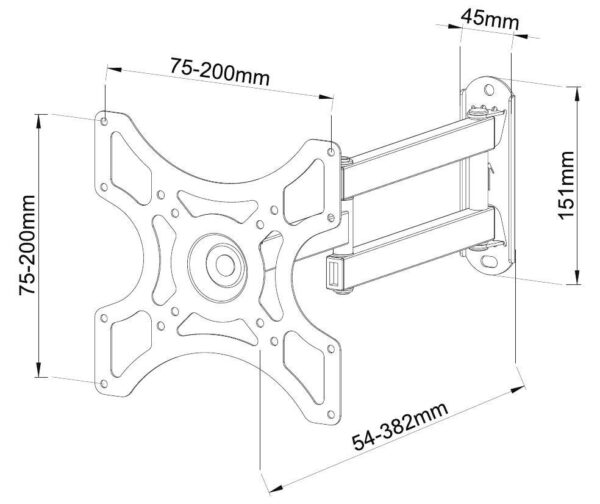 Supporto a Muro per TV LED LCD 19-37'' Full-Motion Nero - immagine 3