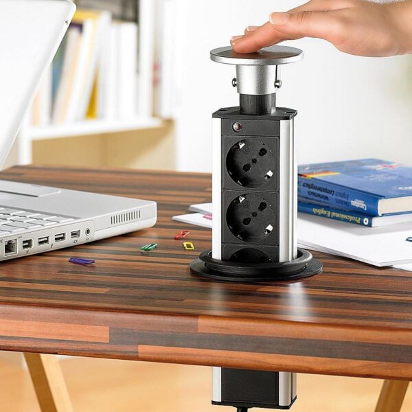 Multipresa da Scrivania 3 vie Pop-Up a Scomparsa con 2 USB - immagine 4