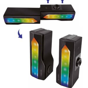 2 in 1 Gaming Sound System Soundbar e Speakers Bluetooth v5.0 Illuminazione RGB