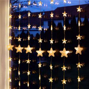 Tenda Luminosa con Stelle Natalizie 80 LED e Telecomando