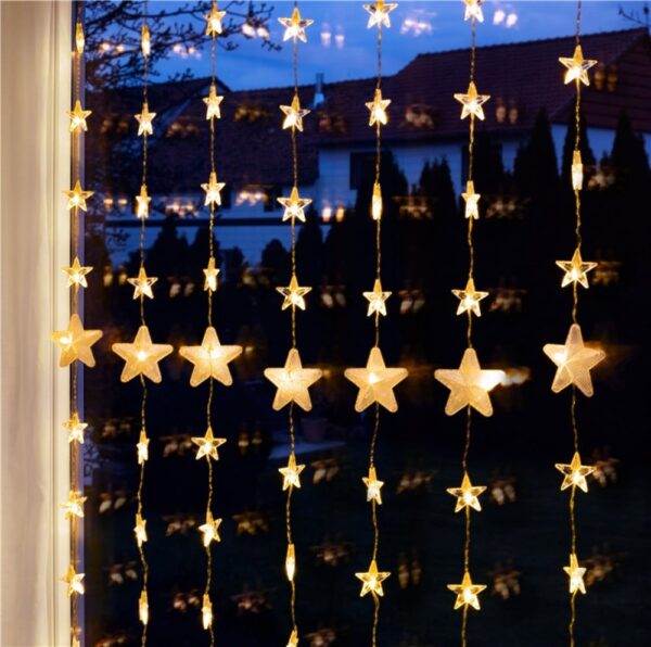 Tenda Luminosa con Stelle Natalizie 80 LED e Telecomando