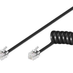 Cavo telefonico spiralato per cornetta 4mt RJ10 4P4C Nero