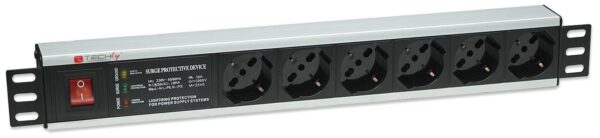 Multipresa 6 Posti Rack 19'' con Protezione e Interruttore Spina Italiana 1,5U - immagine 3